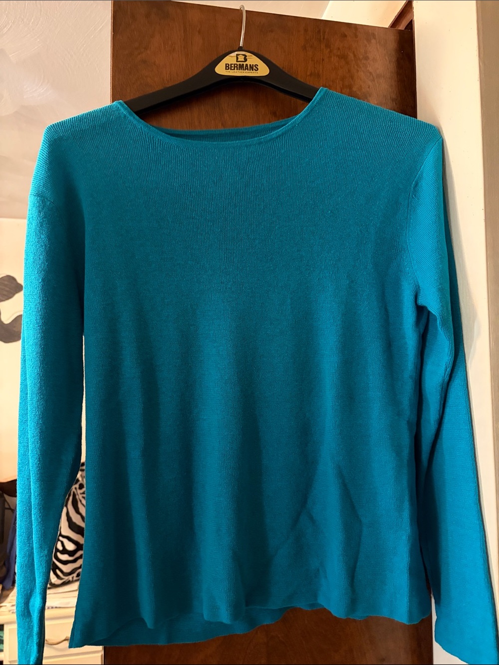 Chico's Teal Long-Sleeve Crewneck Top